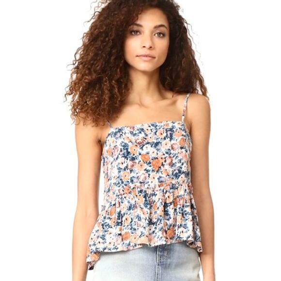 CURRENT ELLIOTT Ruffle Floral Tank Blouse Top – Size Small - Picture 2 of 11
